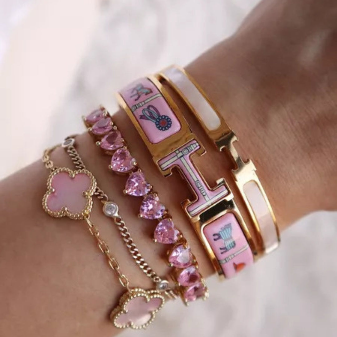 TENNISARMBAND MET ROZE HART