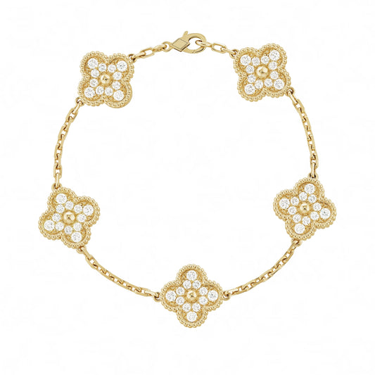 Gouden | Klaverdiamantarmband