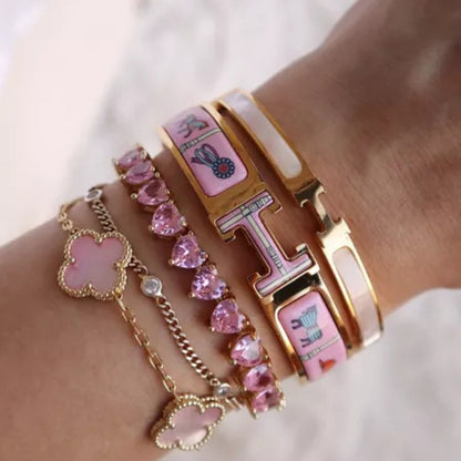 TENNISARMBAND MET ROZE HART