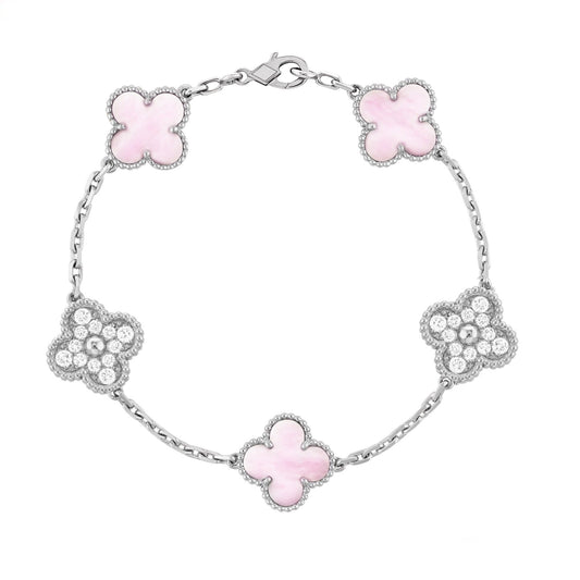 Silberrosa | Klaverdiamanten Armband
