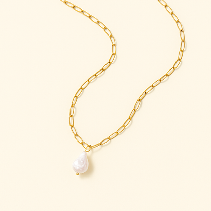 KOS Gouden Paperclip Ketting met Parel