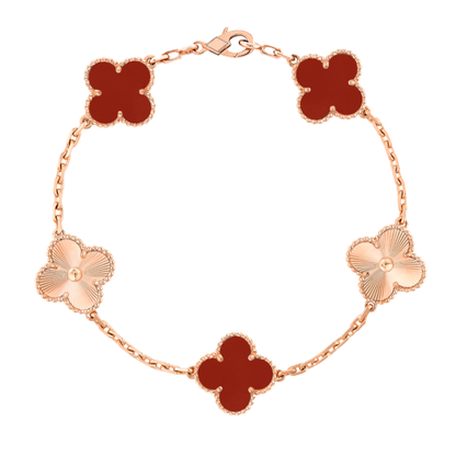 Amber Armband - Roségoud / Rode Patroon