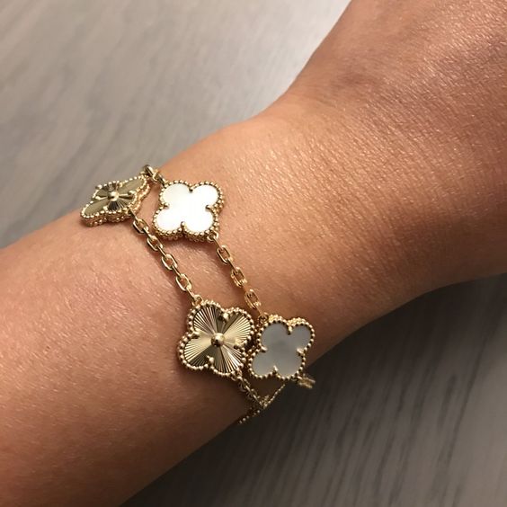 ARMBAND FYRKLÖVER GLÜCK WIT