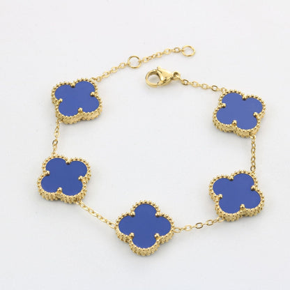 ARMBAND VIERBLATT GELUK BLAUW