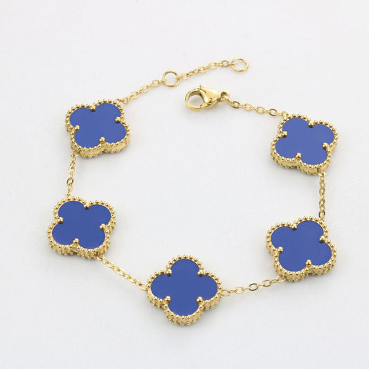 ARMBAND VIERBLATT GELUK BLAUW