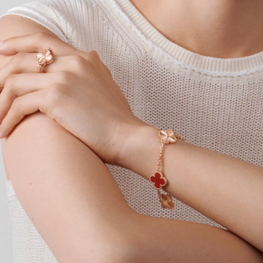 Amber Armband - Roségoud / Rode Patroon